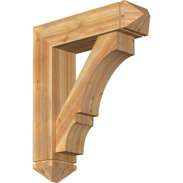 Ekena Millwork Balboa Arts and Crafts Rough Sawn Bracket w/ Offset Brace, Western Red Cedar, 8"W x 30"D x 36"H BKT0806X30X36BOA03RWR - main